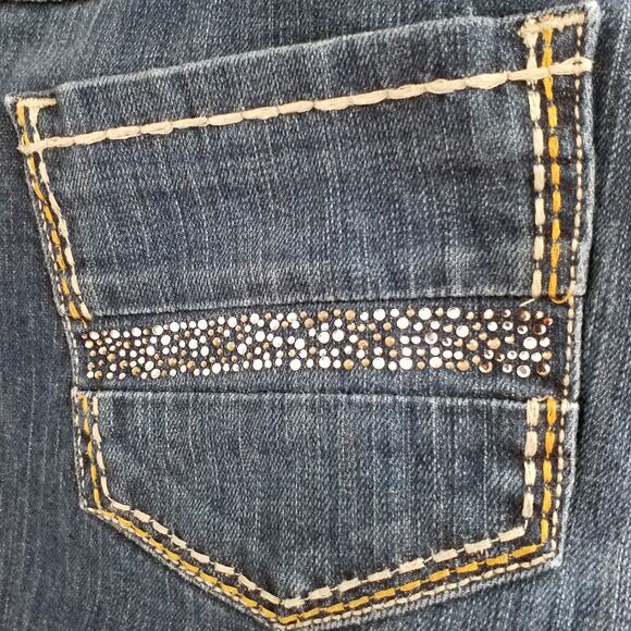 BKE Denim Culture Womens 31L Dark Wash Bootcut Stretch Embellished Jeans - Picture 5 of 9